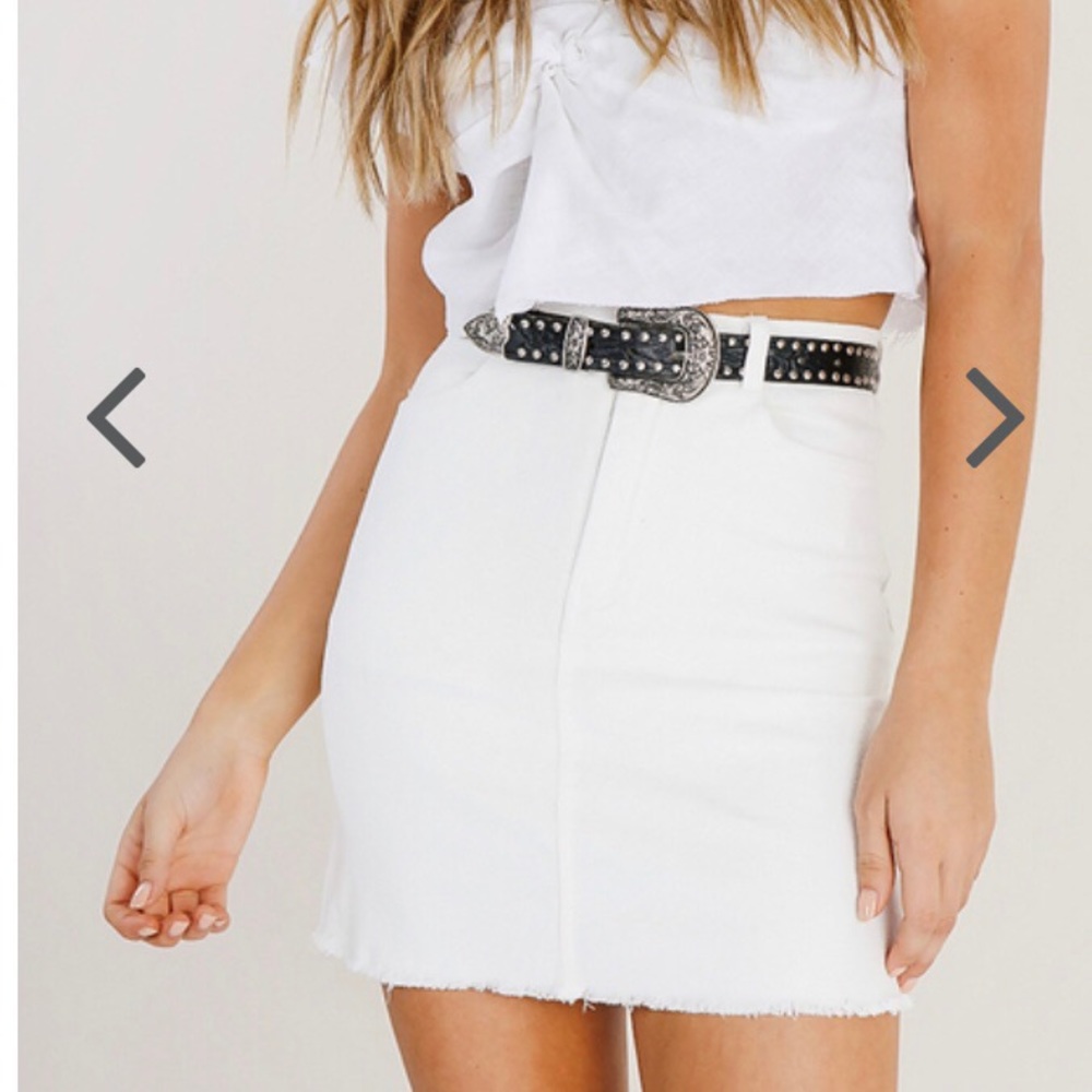 Verge Girl White Stretch Cord Mini Skirt